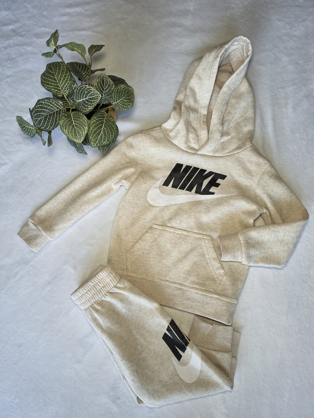 Nike Kids Beige Logo Hoodie & Joggers Set
